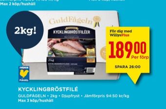 Willys Guldfågeln kycklingbröstfilé erbjuda