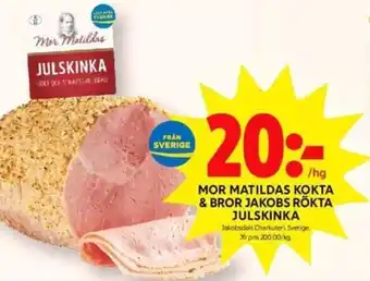 ICA Kvantum Mor Matildas Kokta & Bror Jakobs Rökta Julskinka erbjuda