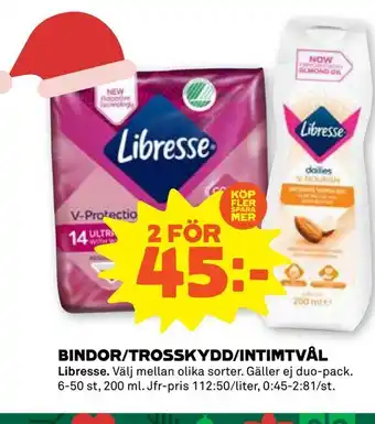 Coop Forum Bindor/trosskydd/intimtvål erbjuda