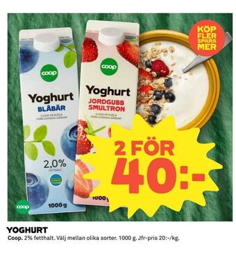 Coop Yoghurt erbjuda