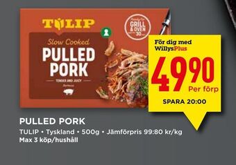 Willys Pulled pork erbjuda