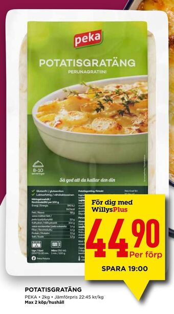 Willys Potatisgratäng erbjuda