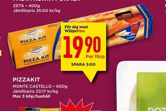 Willys Pizzakit erbjuda