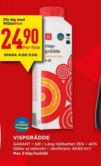Willys Vispgrädde erbjuda