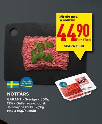 Willys Nötfärs erbjuda