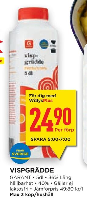Willys Hemma Vispgrädde erbjuda