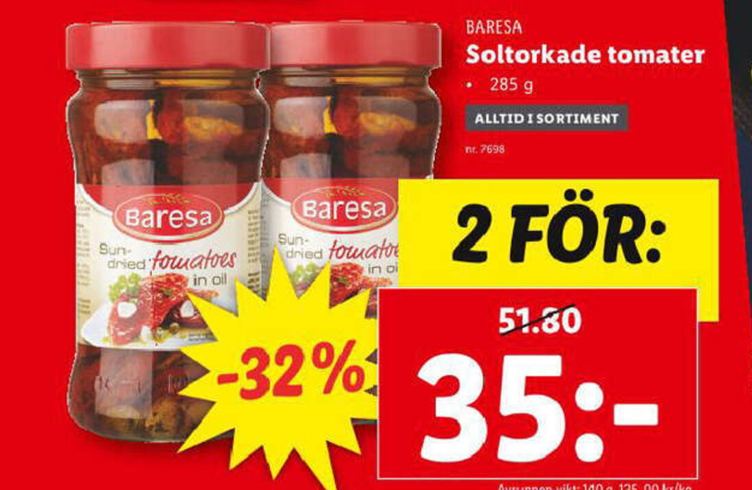 Baresa Soltorkade Tomater erbjudande hos Lidl