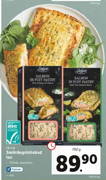Lidl Deluxe Smördegsinbakad lax erbjuda
