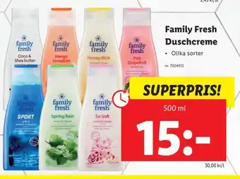 Lidl Family Fresh Duschcreme erbjuda