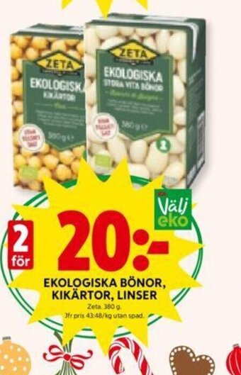 ICA Kvantum Ekologiska Bönor, Kikärtor, Linser erbjuda