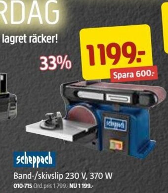 Scheppach Band-/skivslip 230 V,370 W