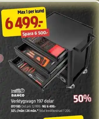 Jula Bahco Verktygsvagn 197 delar erbjuda