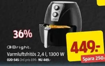Jula Bright Varmluftsfritös 2,4,I, 1300 W erbjuda