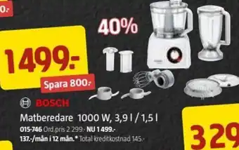 Jula Bosch Matberedare 1000 W,3,9 I/1,5 I erbjuda