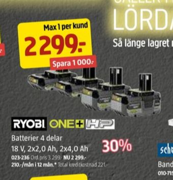 Jula Ryobi batteri erbjuda