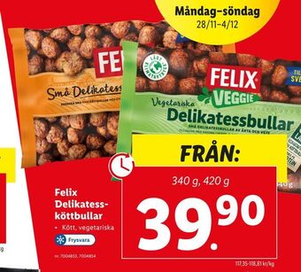 Lidl Felix delikatessköttbullar erbjuda