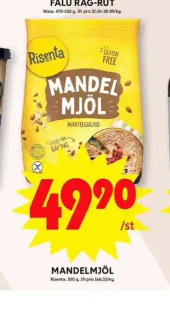 ICA Maxi Risenta mandelmjöl erbjuda