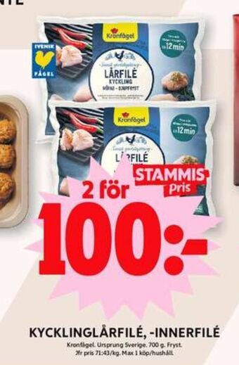 ICA Maxi Kronfågel kycklinginnerfilé erbjuda