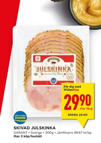 Willys Hemma Garant julskinka erbjuda