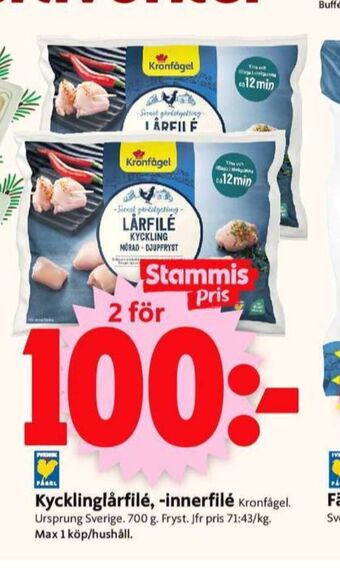 ICA Supermarket Kronfågel kycklinglårfilé erbjuda