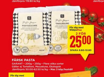 Willys Hemma Garant pasta erbjuda