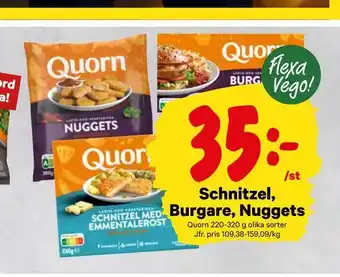 Schnitzel, burgare, nuggets