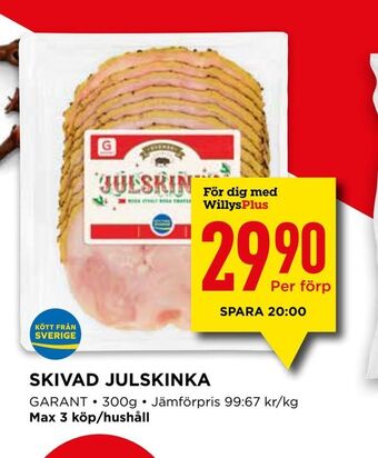 Willys Skivad julskinka erbjuda