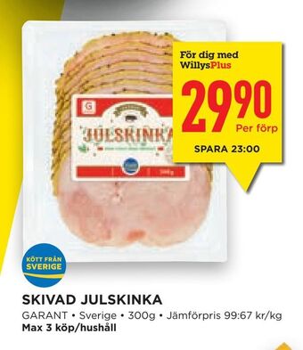 Willys Hemma Skivad julskinka erbjuda
