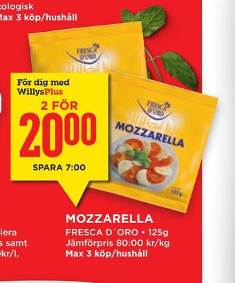 Willys Hemma Mozzarella erbjuda