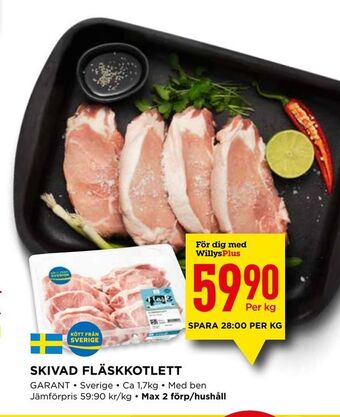 Willys Skivad fläskkotlett erbjuda