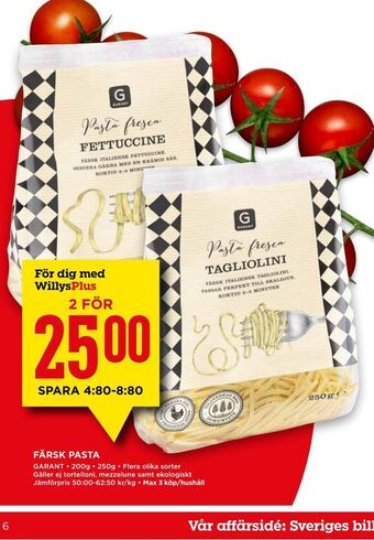 Willys Färsk pasta erbjuda