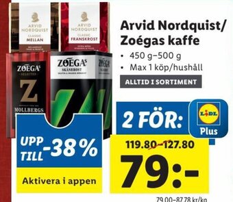 Lidl Arvid Nordquist / Zoégas Kaffe erbjuda