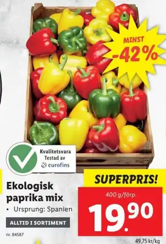 Lidl Ekologisk Paprika Mix erbjuda