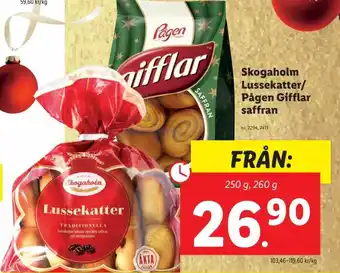 Lidl Skogaholm Lussekatter / Pågen Gifflar Saffran erbjuda