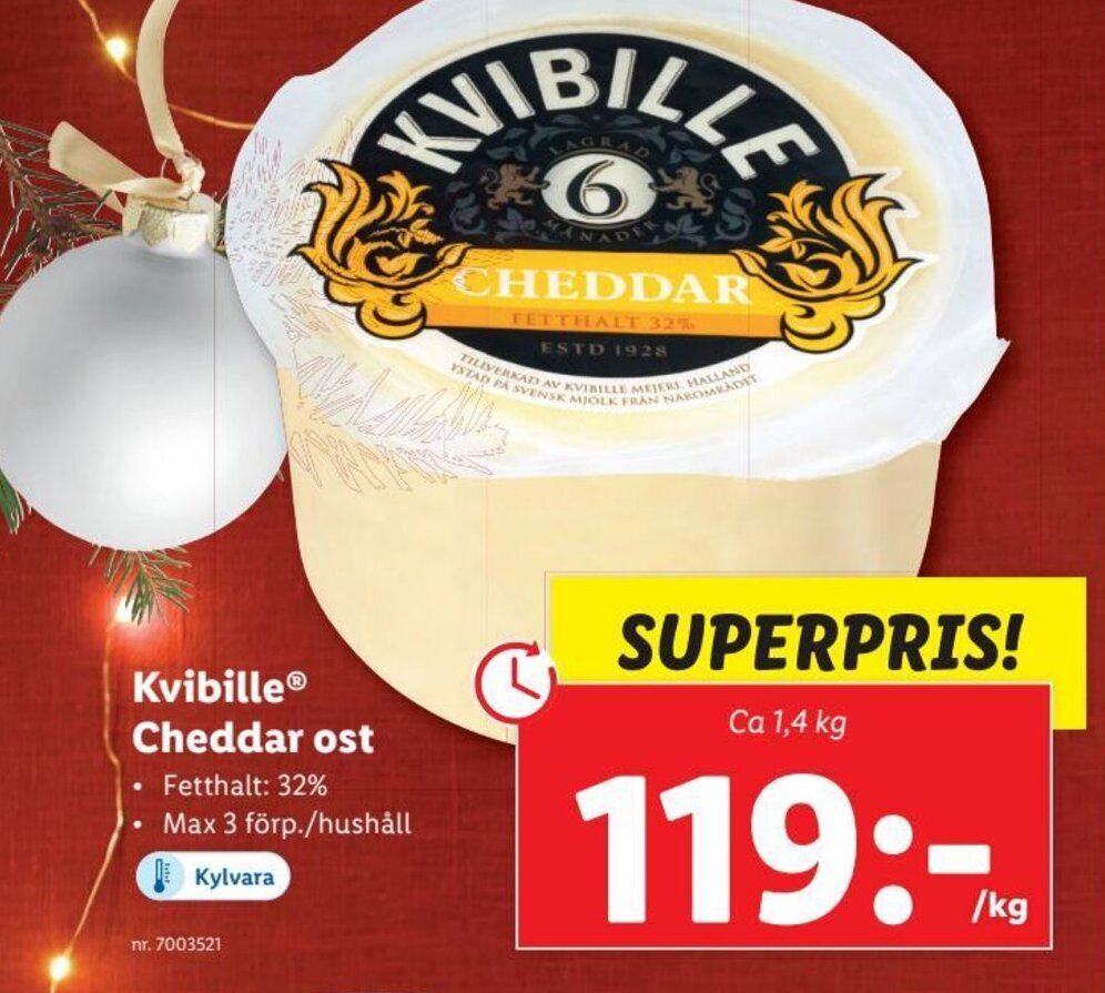 Kvibille Cheddar Ost erbjudande hos Lidl