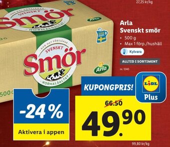 Lidl Arla Svenskt Smör erbjuda