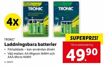 Lidl Laddningsbara Batterier erbjuda