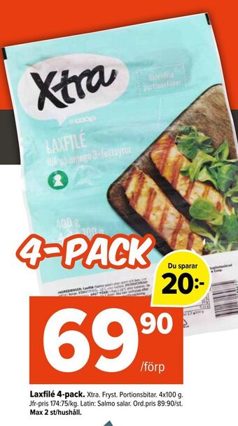 Coop Extra Laxfilé 4-pack erbjuda