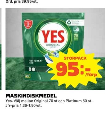 Yes diskmaskintabs