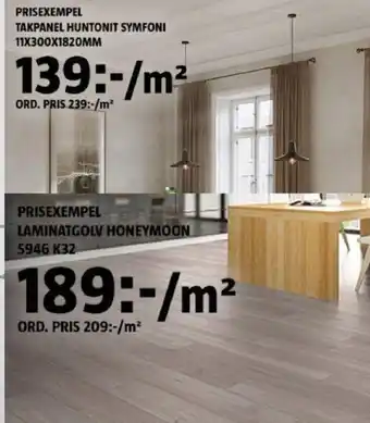 Bauhaus Prisexempel Takpanel Huntonit Symfoni 11x300x1820 mm. erbjuda