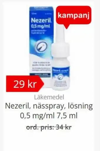 Nezeril, nässpray, lösning 0.5 mg/ml 7.5 ml.