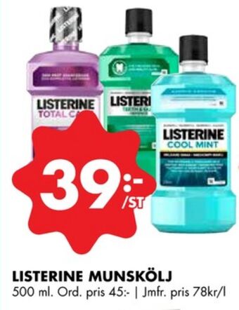 ÖoB Listerine munskölj erbjuda