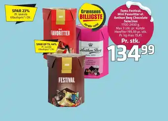Fleggaard Toms Festival, Mini Favoriter el. Anthon Berg Chocolate Selection erbjuda
