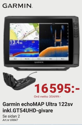 Erlandsons Brygga Garmin echomap ultra 122sv inkl.gt54uhd-givare erbjuda