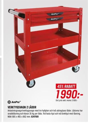 Swedol Ampro verktygsvagn erbjuda