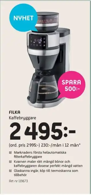Filka kaffebryggare