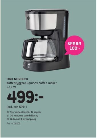 Elon Obh nordica kaffebryggare erbjuda
