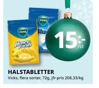 Bingebyhallen Halstabletter Vicks erbjuda