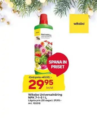 Byggmax Wiksbo universalnäring npk 7-1-51 l erbjuda