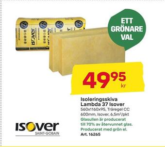 Byggmax Isoleringsskiva lambda 37 isover erbjuda